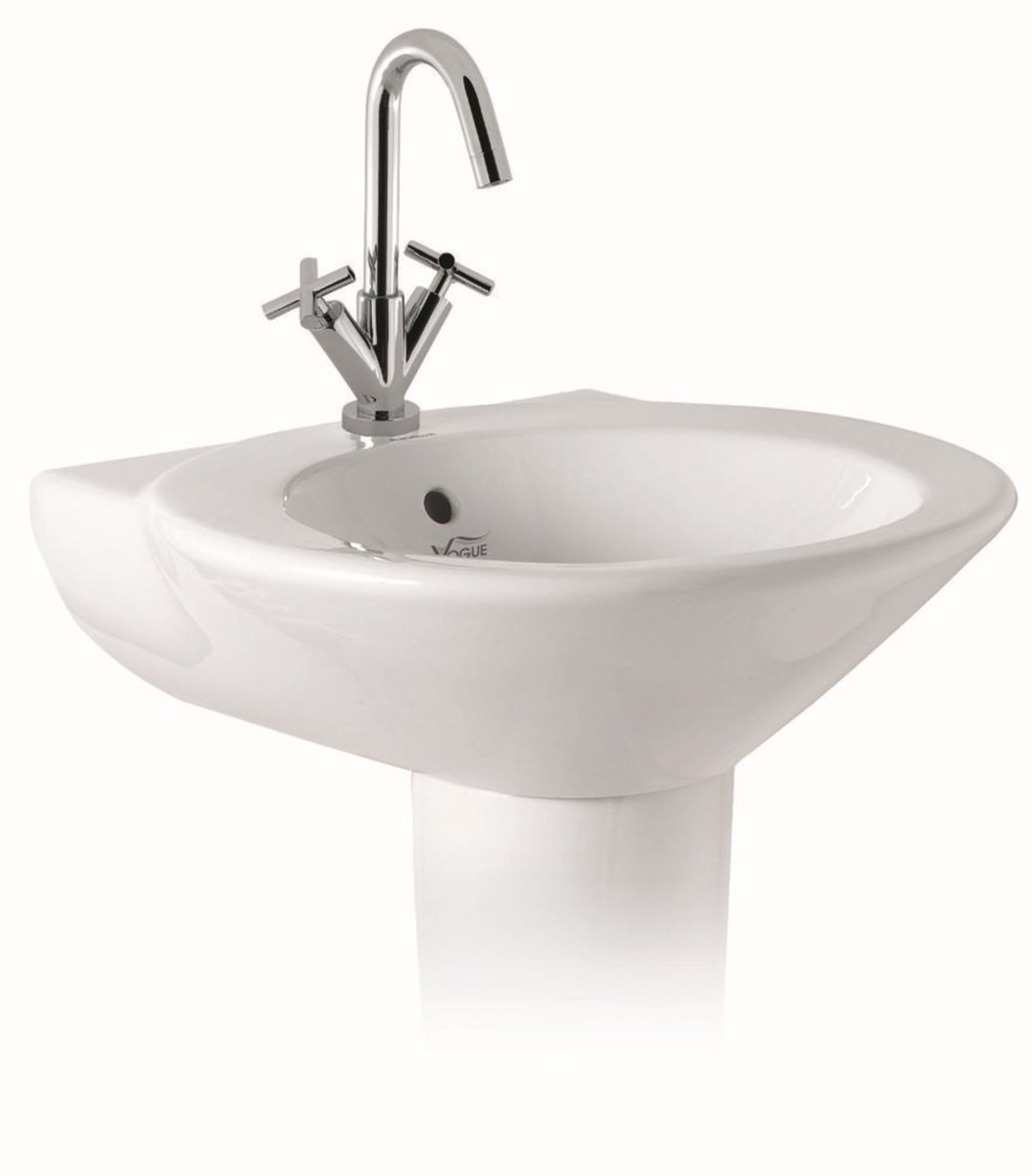 1 x Vogue Bathrooms TEFELI Single Tap Hole Bathroom SINK BASIN with Pedestal - 550mm Width - Brand