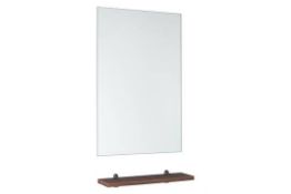 1 x Vogue Bathrooms JUNO WALNUT Wall Hung Bathroom Mirror With Shelf - 450mm Width - Splash and