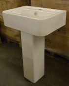 1 x Vogue Bathrooms OPTIONS Single Tap Hole SINK BASIN With Pedestal - 580mm Width - Brand New Boxed