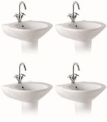 4 x Vogue Bathrooms TEFELI Single Tap Hole Bathroom SINK BASINS with Pedestals - 550mm Width - Brand