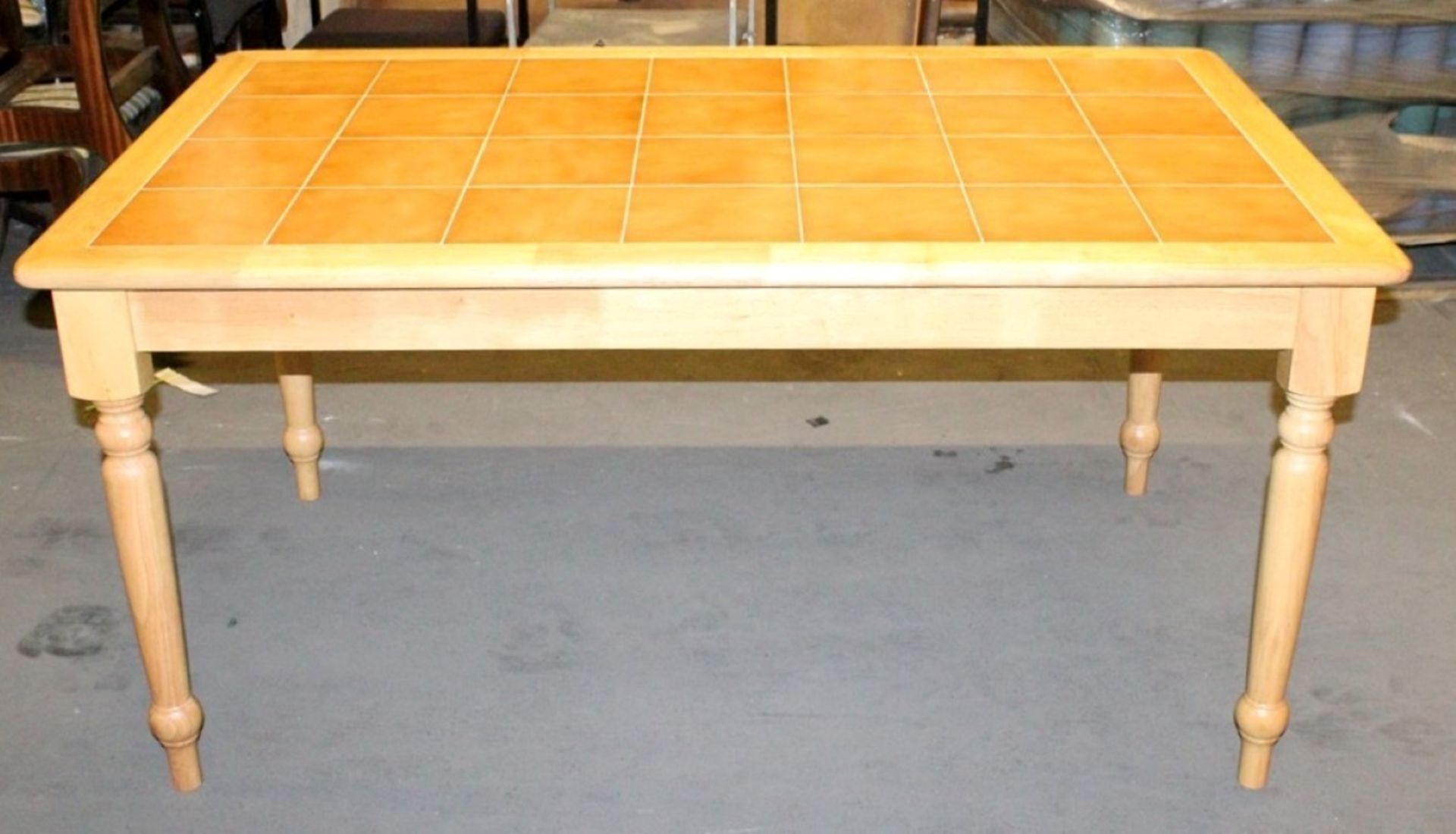 1 x Tile Top Light Oak Table - 154 x 94cm - Prebuilt, In Excellent Condition – Ref: JSB120 - Current - Image 4 of 5