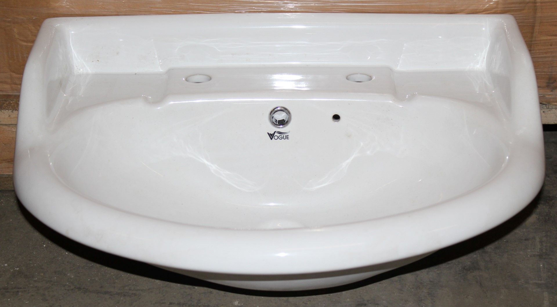 20 x Vogue Bathrooms HEYWOOD Two Tap Hole SINK BASINS With Pedestals - 580mm Width - Brand New Boxed - Image 3 of 5