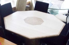 1 x Hexagonal Marble Table With Marble Base With 4 x Chairs - Ex Display Stock – Dimensions: W120