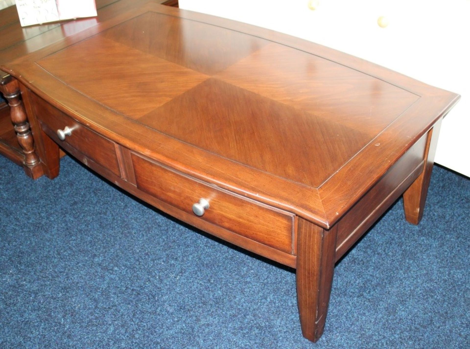 1 x Mark Webster 'Townsend' Dark Wood Coffee Table - 2 Drawer - Ex Display Stock With Light Wear (