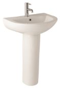 20 x Vogue Bathrooms COMFORT Single Tap Hole SINK BASINS With Pedestals - 600mm Width - Brand New