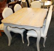 1 x Mark Webster Shabby Chic 'GHOST' Elm Table + 6 Chairs - Ex Display Stock – Dimensions: W140 x
