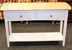 1 x Fryer Ash Top Painted Finish Console Table - 2-Drawer - Ex Display Stock – Dimensions: W120 x