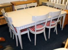 1 x Mark Webster Shabby Chic Extending Table + 8 Chairs - Ex Display Stock – Dimensions: W140 x