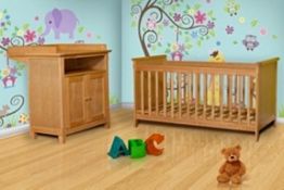 1 x Vienna Solid Wood Nursery Furniture Set - Birch - Includes Baby Changing Unit & Cot Brand