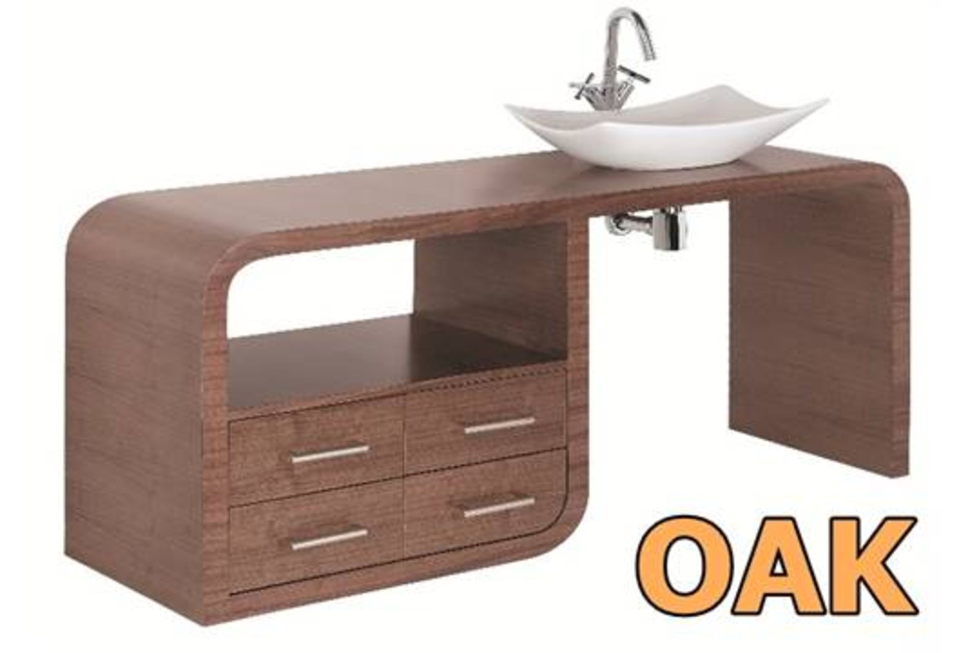 1 x Vogue ARC Series 1 Type C Bathroom VANITY UNIT in LIGHT OAK - 1600mm Width - Manufactured to the