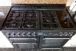 1 x RANGEMASTER 110 LPG Gas Range Cooker With Extracter Fan - Black With Glass Doors - Both In