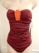 1 x Rasurel - Damson with Orange front trim Sorrento Swimsuit - R20337 - Size 2 - UK 32 - Fr 85 -