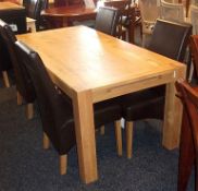 1 x Bentley 'Burr' Oak Fixed Top Table + 4 x Faux Leather Chairs - Ex Display Stock – Table
