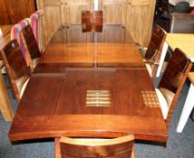1 x Mark Webster 'RIMINI' High Gloss Walnut Extendining Table & 6 Chairs - Ex Display Stock –