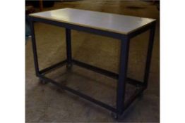 1 x Mobile Work Table - Large Size With Undershelf Bay and Heavy Duty Castor Wheels - Strong Build