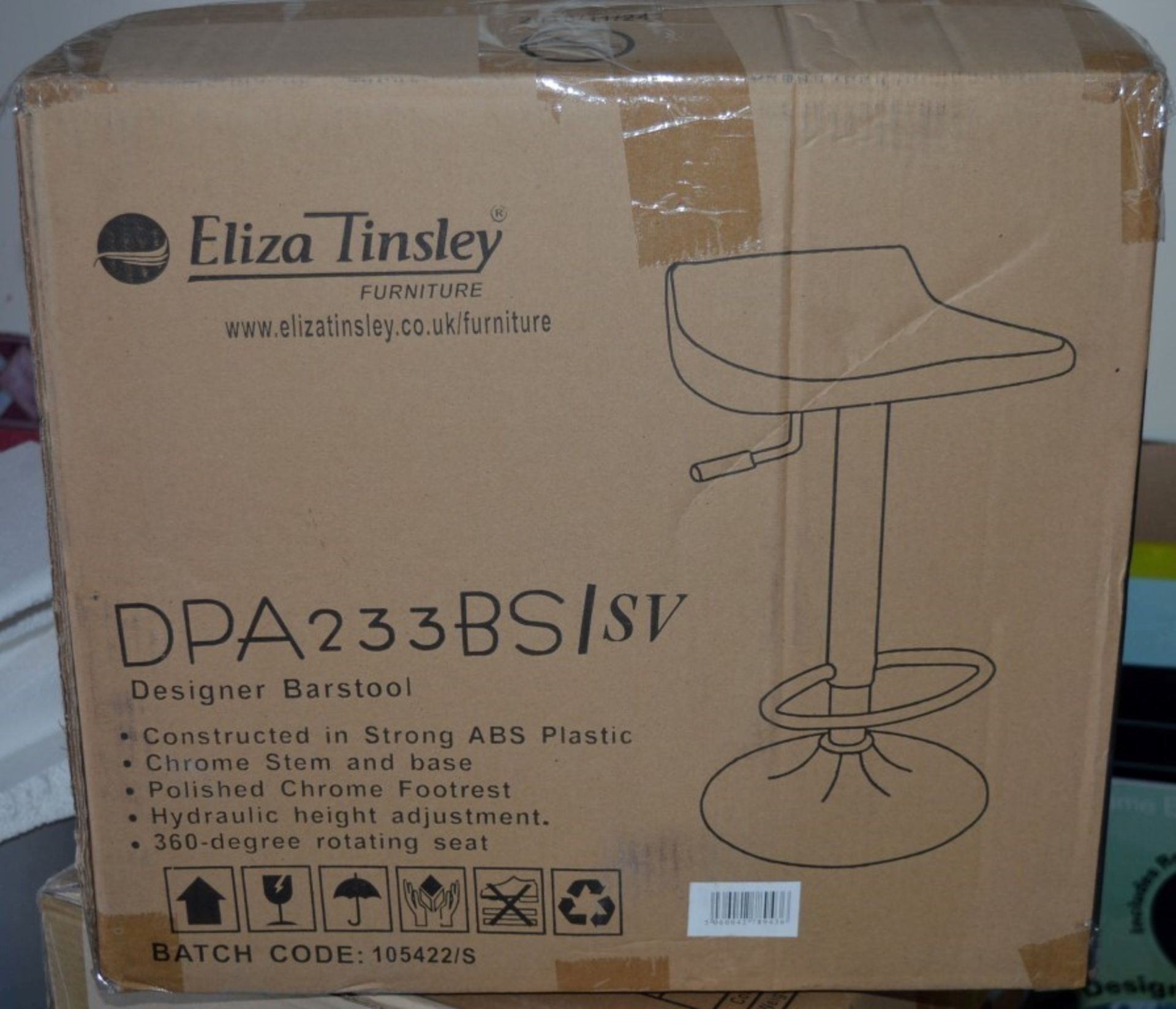 1 x Eliza Tinsley Designer Bar Stool - SILVER - Constructed in Strong ABS Plastic With Chrome Base - Image 2 of 2