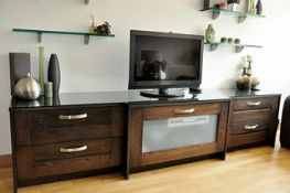 1 x Earle and Ginger Wenge Wood TV Unit - Preowned / Prefitted In Beautiful Condition - L268cm x