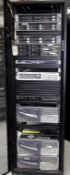 1 x APC Netshelter Server Rack With 12 x Assorted Sun Fire & HP Proliant Filer Systems Including