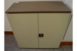 1 x Office Storage Cabinet - Brown and Beige Finish - Key NOT Included - H101 x W96 x D46 cms -
