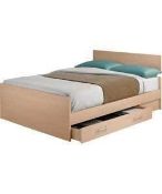 1 X VANCOUVER Reclaimed Oak 5ft King Size Bed With Large Storage Drawers - Maple Finish - CL112 -