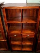 1 x Mark Webster 'Cognac' Acacia Solid Wood Bookcase - 2-Drawer Ex Display Stock – Dimensions: W92 x