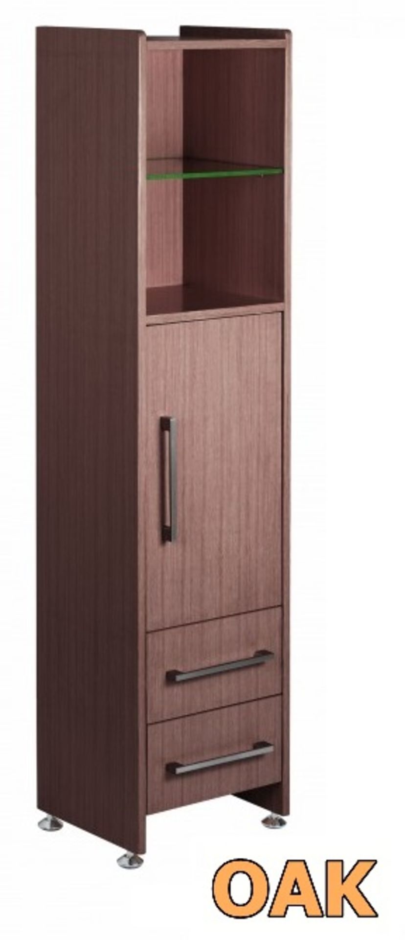 1 x Vogue ARC Series 2 Bathroom Floor Standing TALL BOY in LIGHT OAK - Manufactured to the Highest