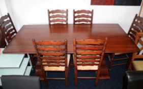 1 x Mark Webster "Burlington" Solid Wood Table, Plus 6 Chairs (Including 2 Carvers) - Ex Display