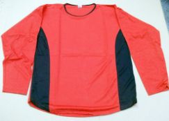 50 x Assorted Plain Football / Shirts - Colour: All Bright RED With Most With Black Piping / Side