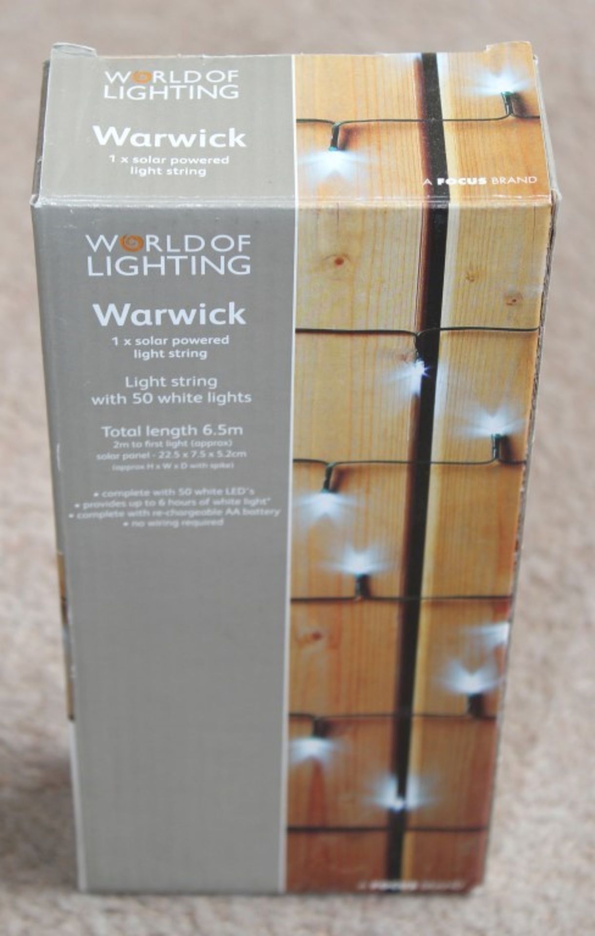 10 x World of Lighting WARWICK Solar Powered LIGHT STRINGS - With 50 White Lights - Total Length 6.5