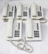 5 x Siemens Office Telephones in White - Models: 4 x Optiset E Basic & 1 x Optiset Entry Phone - All