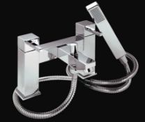 1 x Verona Deck Bath Shower Mixer Tap - Vogue Bathrooms - Modern Bath Mixer Tap in Bright Chrome