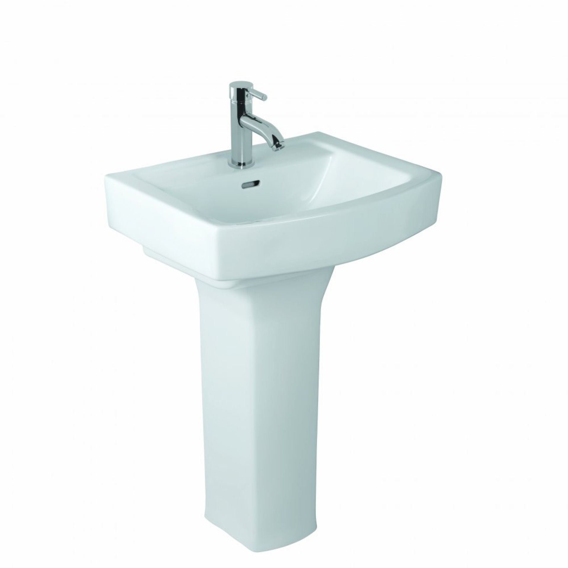 1 x Fenzo Single Tap Hole Sink Basin With Full Pedestal - Vogue Bathrooms - 600mm Width - Brand