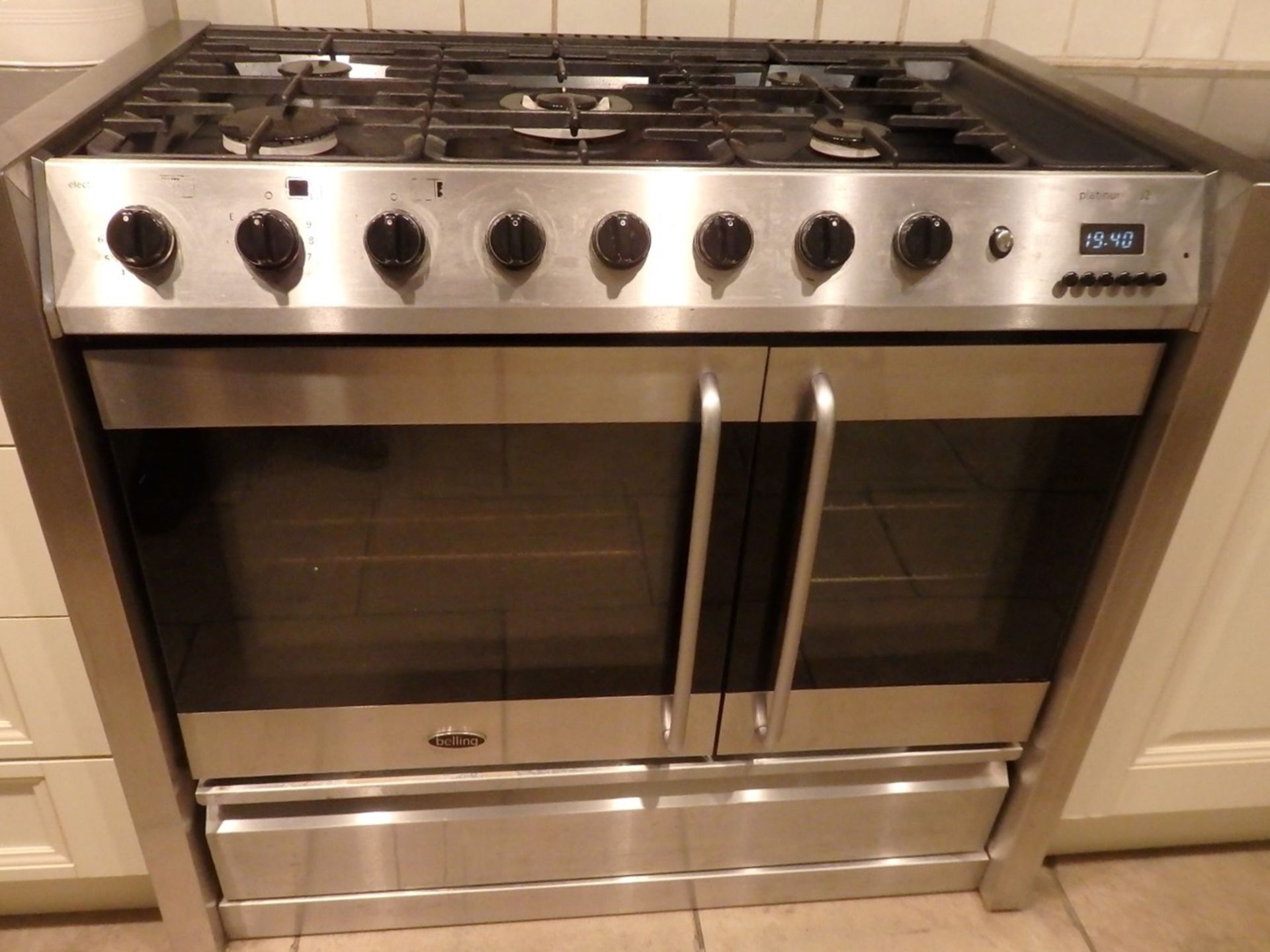 1 x Belling Platinum DB2 Range Cooker - Dual Fuel - 5 Ring Gas Burner and Electric Over -