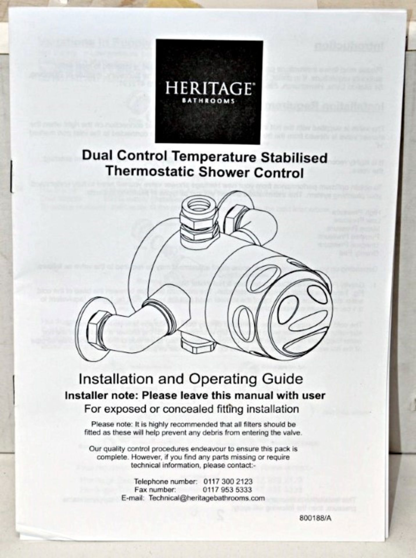 1 x Heritage "Helena" Concealed Valve In Chrome - Duel Control Temperature Stabilised Thermostatic - Image 2 of 4