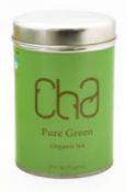 12 x Tins of CHA Organic Tea - PURE GREEN - 100% Natural and Organic - Includes 12 Tins of 25