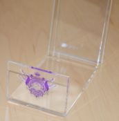 300 x Pure Accessories Handbag Stands - Clear Acrylic Plastic With Purple Logo - Each Stand