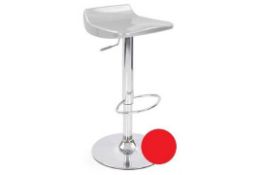 1 x Eliza Tinsley Designer Bar Stool - RED - Constructed in Strong ABS Plastic With Chrome Base