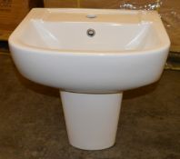 1 x Vogue Bathrooms ZERO Two Tap Hole SINK BASIN With Semi Pedestal - 550mm Width - Brand New