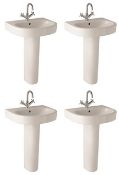 4 x Vogue Bathrooms COSMOS Single Tap Hole SINK BASINS With Pedestals - 600mm Width - Ref A -
