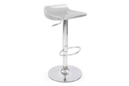 1 x Eliza Tinsley Designer Bar Stool - SILVER - Constructed in Strong ABS Plastic With Chrome Base