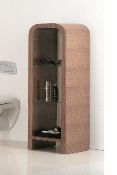 1 x Vogue ARC Series 1 Bathroom GLASS SHELF UNIT - 1400mm Height - NATURAL WALNUT FINISH -