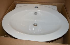 1 x Vogue Bathrooms PORTIA Single Tap Hole SINK BASIN With Pedestal - 600mm Width - Brand New