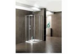 1 x Vogue SULIS Quadrant 900mm Shower Enclosure - Polished Chrome Finish - 6mm Clear Glass - T Bar