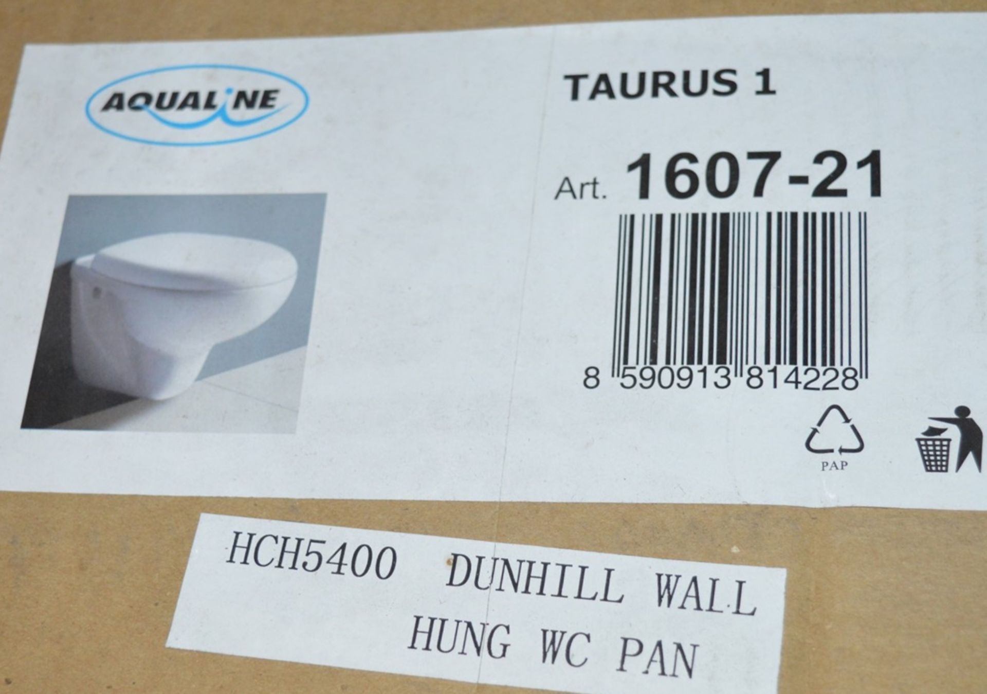 1 x Aqualine TAURUS / DUNHILL Wall Hung Back to Wall Toilet Pan - Brand New and Boxed - Seat Not - Image 2 of 4