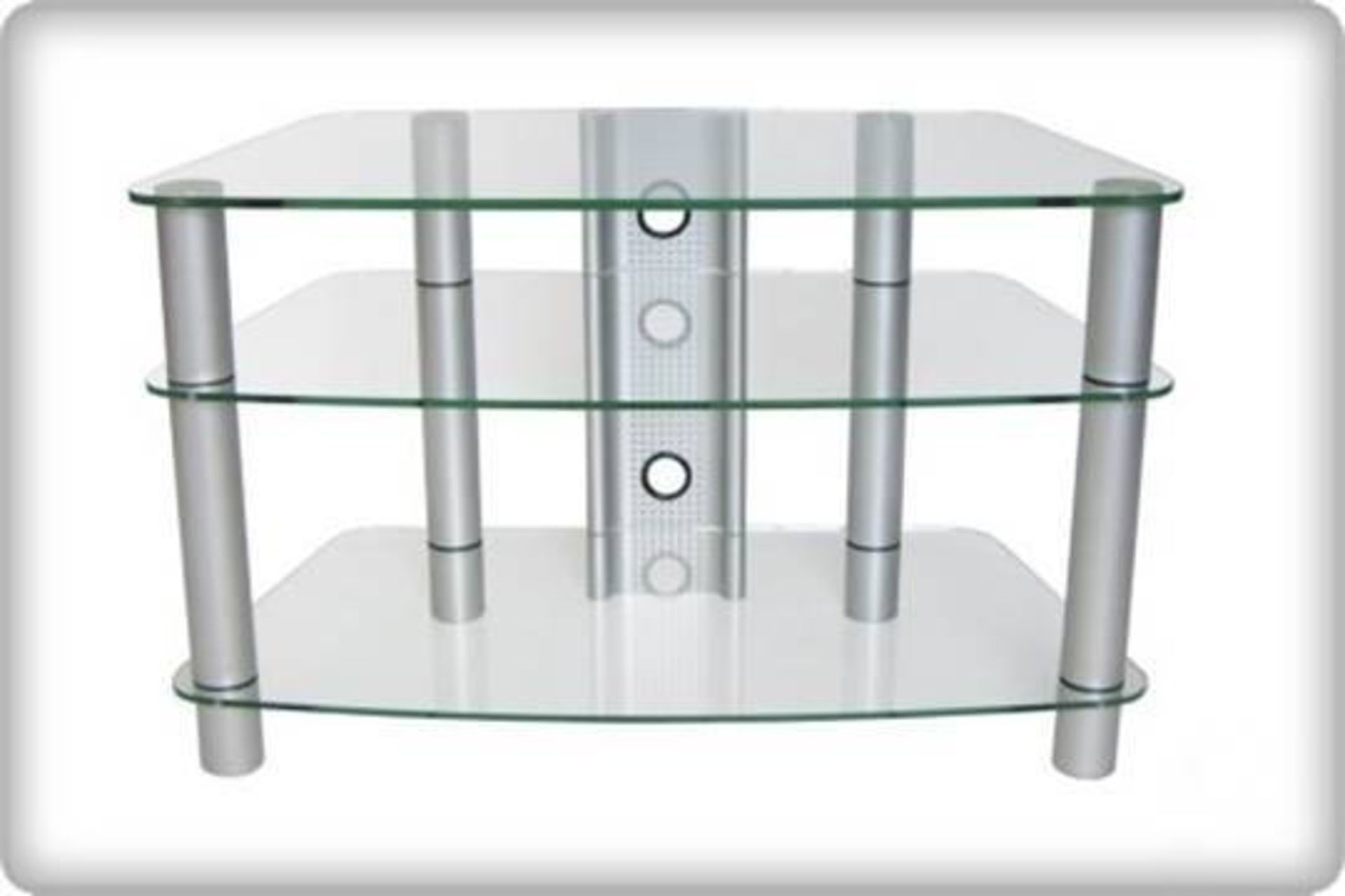 1 x Synergy Clear Glass TV Stand With Chrome Legs - 1000mm Wide - For Plasma and LCD Televisions -