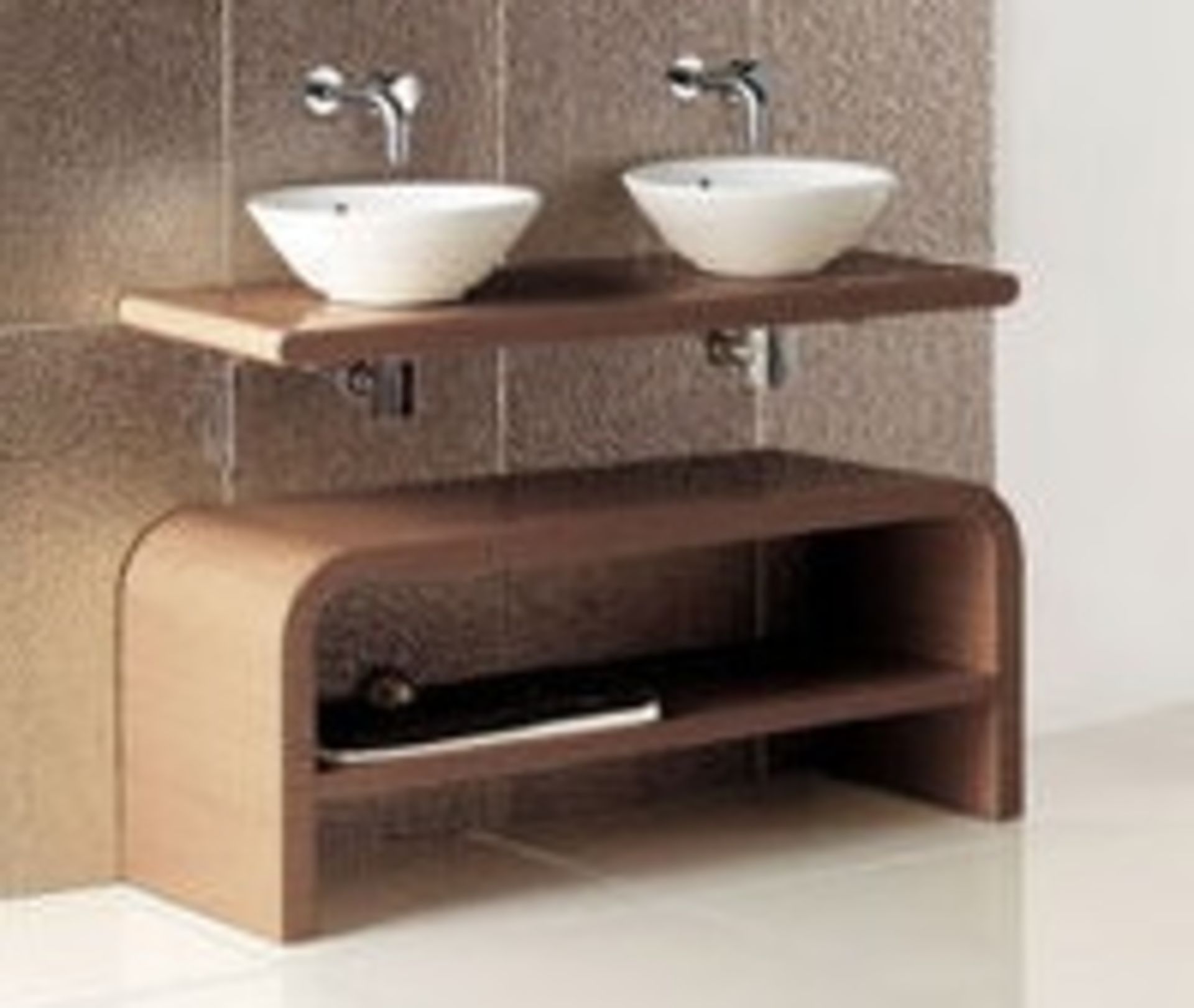 1 x Vogue ARC Series 1 Type E Bathroom VANITY UNIT - 1200mm Width - NATURAL WALNUT FINISH -