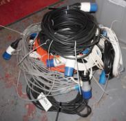15 x Assorted Heavy Duty Power Cables -  Pre-owned In Good Order - Supplied In A Variety Of