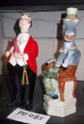 2 x Rare Figural Ceramic Decanters - Circa 1970s - Includes 1 x Rare BARDI Donkey In Chair, and 1