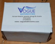 10 x Vogue Arran Chrome Basin Waste Plug Fittings With Chain and Plugs - Brand New Boxed Stock -