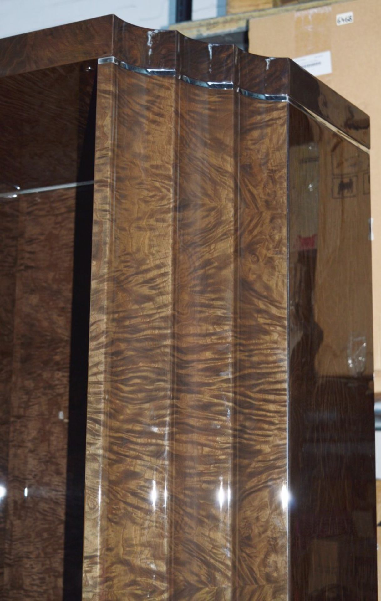 1 x Giorgio Absolute Double Bookcase 4084 – Mako Japanese Tamos Burl Veneer With a High Gloss Finish - Image 4 of 14